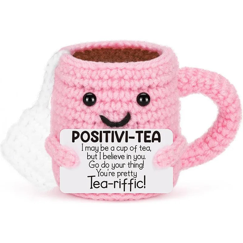 Handmade Crochet Coffee Doll – Funny Emotional Support Desktop Ornament & Christmas Gift