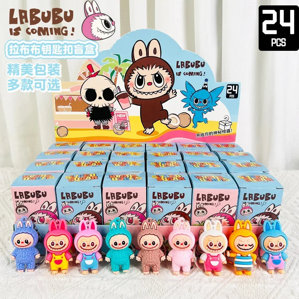 Rabu Blind Box Keychain 12/24pcs — Kawaii Cartoon Character Pendant, Mystery Box Toy for Bag, Room Decor & Gift