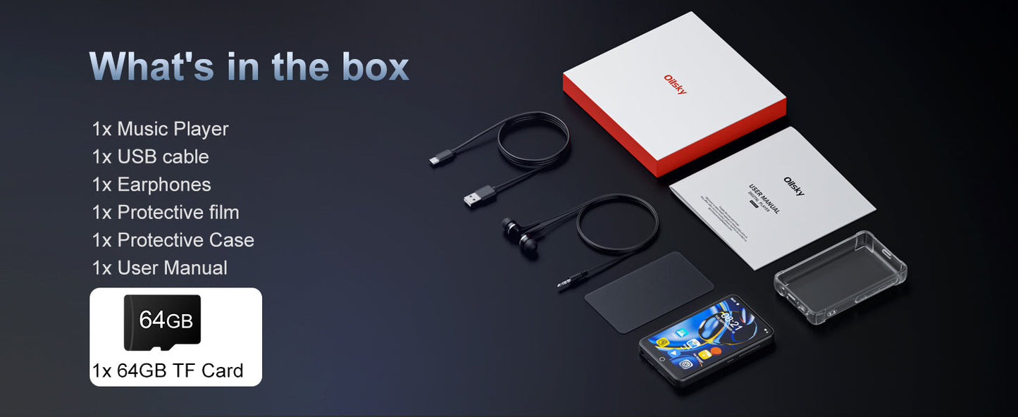 80GB Android 9.0 MP3 Player - Bluetooth, WiFi, 4.0-Inch Touchscreen, Speakers, FM Radio, eBooks, Expandable Up to 512GB
