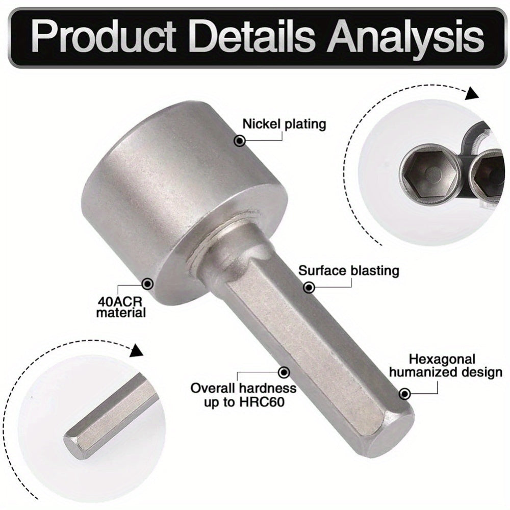 14-Piece Power Nut Driver Bit Set - 1/4" Hex Shank, CR-V Steel, Screwdriver Socket Bits for Power Tools, Sizes 5-13mm, No Battery Required