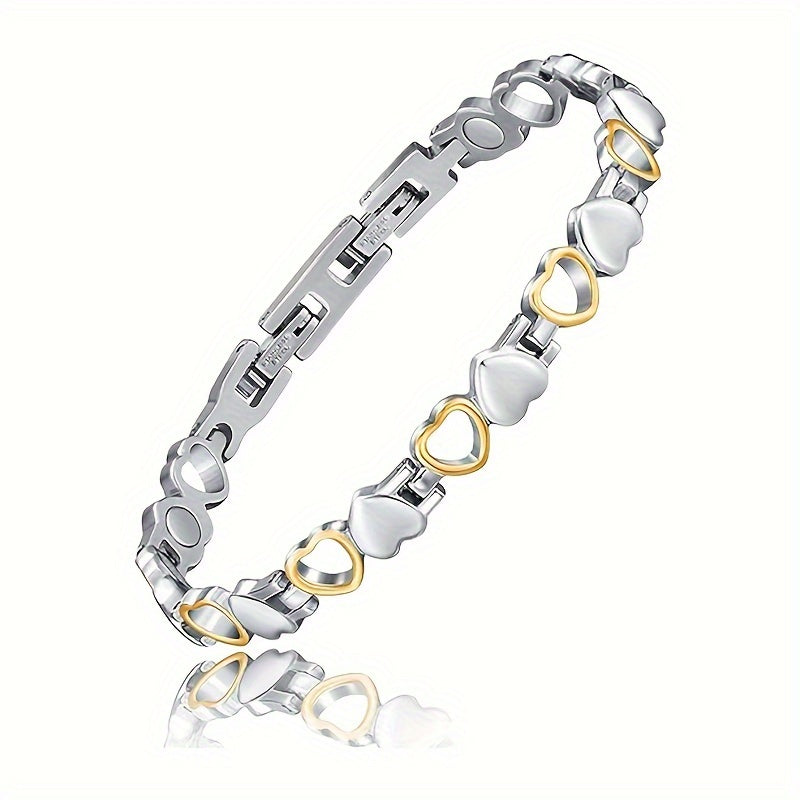 Women's Magnetic Bracelet - Stainless Steel with Ultra-Strong Magnets, Adjustable Silver & Gold Jewelry Gift