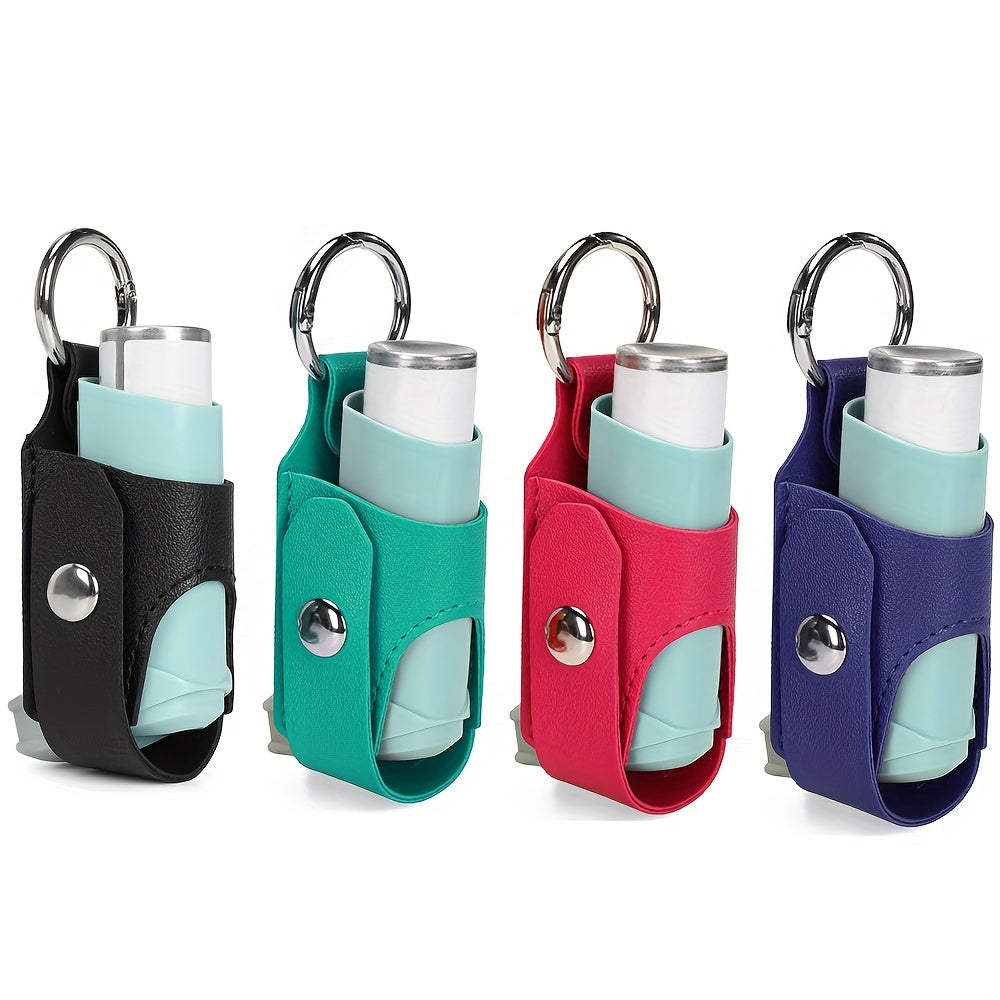 Asthma Inhaler Holder - Lightweight Portable PU Leather Case for Adults and Kids, Black ( Inhaler Not Included )