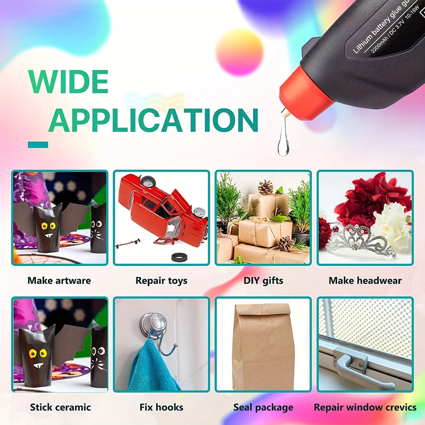 Cordless Hot Melt Glue Gun with 30PCS Glue Sticks - Rechargeable Hot Glue Tools Set