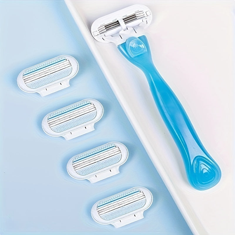Precision Women’s Hair Removal Kit – Safe & Painless Manual Tool, 8 Interchangeable Blades, 3-Layer Stainless Steel, Non-Slip Ergonomic Handle for Effortless Grooming