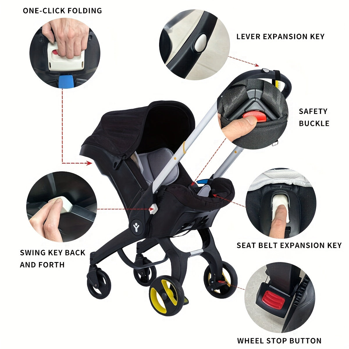 G301 Youngsters Stroller - Front-Facing, Reclining Single Seat, Ideal for Travel & Shopping, Durable & Easy to Maneuver