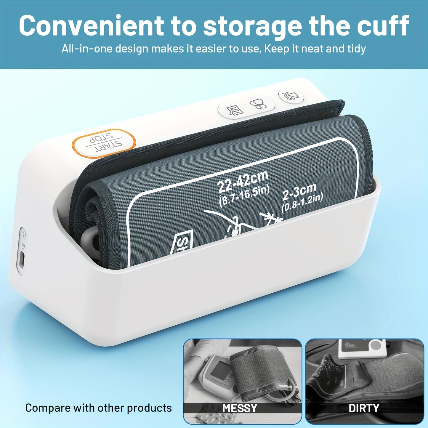Oklar Blood Pressure Monitor – LED Display with Voice Broadcasting, Digital Cuff Machine, Includes Charging Cord