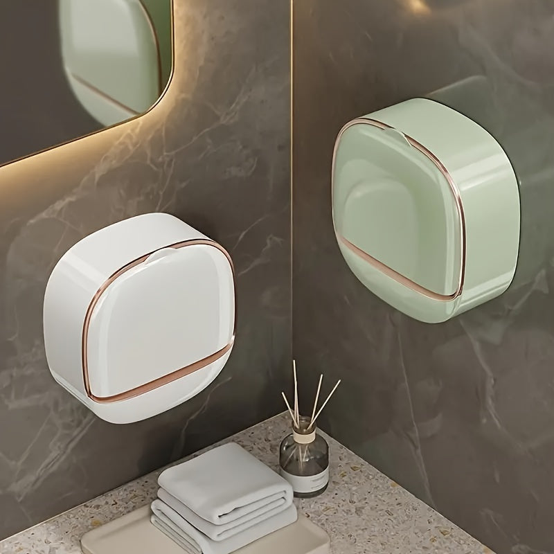Wall-Mounted Soap Dish with Lid β No Drill, Double-Layer Holder for Bathroom & Kitchen Storage