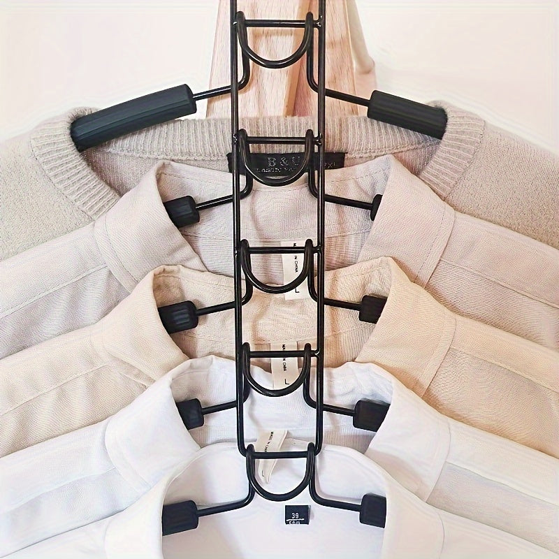 2 Pack Multi-Function Magic Hangers - 5-Tier Lacquered Metal Clothes Hangers with Non-Slip Foam, Space-Saving Foldable Wardrobe Organizer for Dorms & Closets