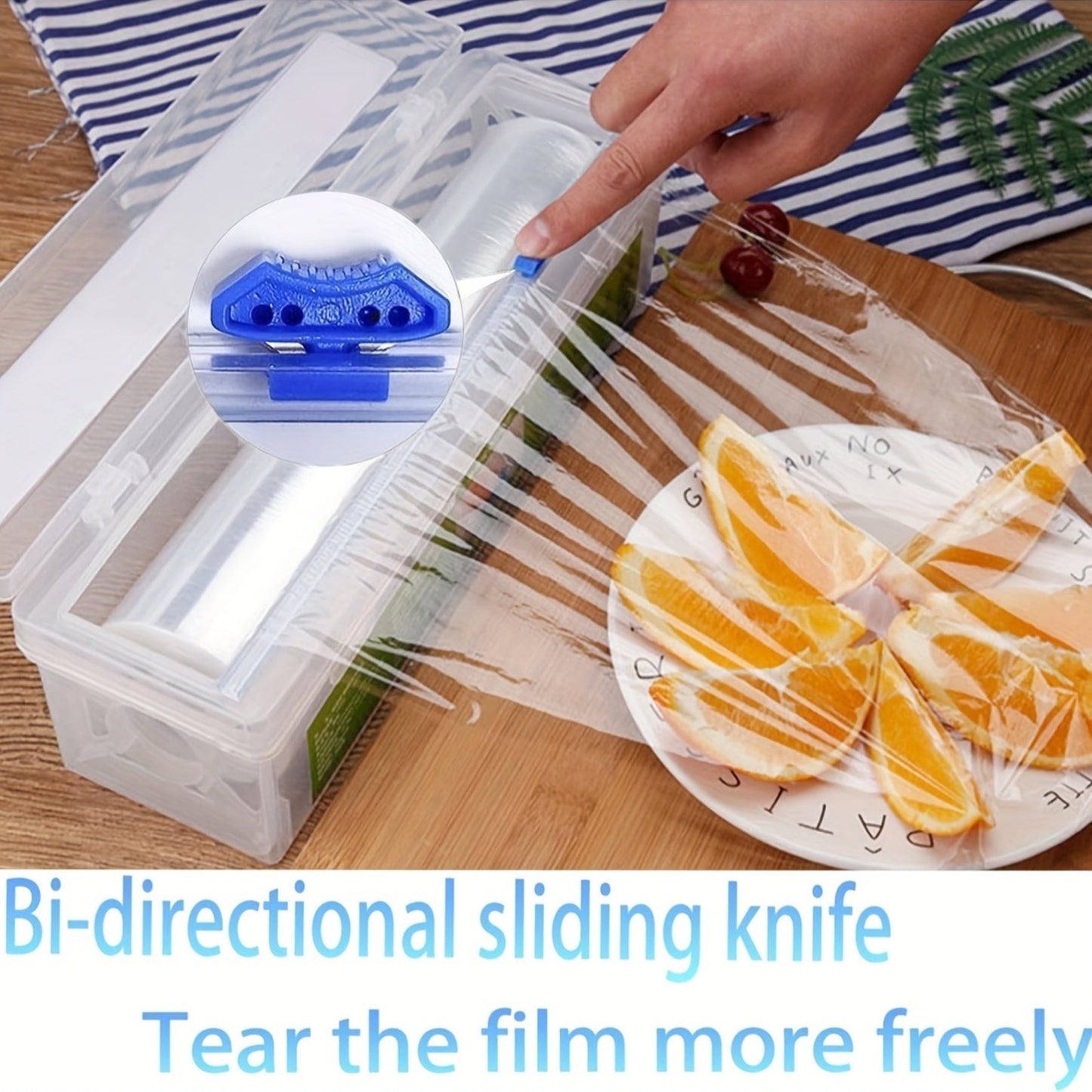 Multi-Purpose Plastic Wrap Dispenser with Slide Cutter - Reusable Cling Film and Aluminum Foil Cutting Tool - Safe for Food Contact, Kitchen Essential