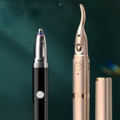 Multi-Use Heated Eyelash Curler - Compact Eye Makeup Tool with Trimmer for Brows and Unwanted Hair | Perfect for Styling and Grooming