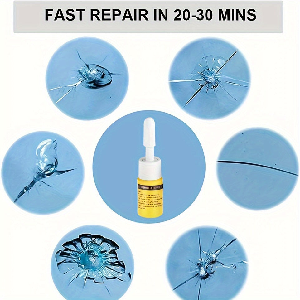 Windscreen Repair Kit - Nano Crack and Chip Repair Fluid, Car Windscreen Tool for Chip and Crack Repair, Yellow