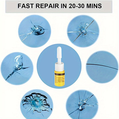 Windscreen Repair Kit - Nano Crack and Chip Repair Fluid, Car Windscreen Tool for Chip and Crack Repair, Yellow