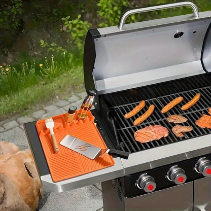 Black Stone BBQ Grill Silicone Side Rack Mat – Oil Draining & Baking Tray Protector, Grill Tool Mat, BBQ Accessories