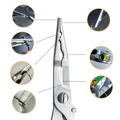 Heavy-Duty Stainless Steel Fishing Pliers – Precision Scissors, Lure Cutter, and Safe Hook Remover – Ultimate Fishing Tool for Outdoor Enthusiasts and Anglers