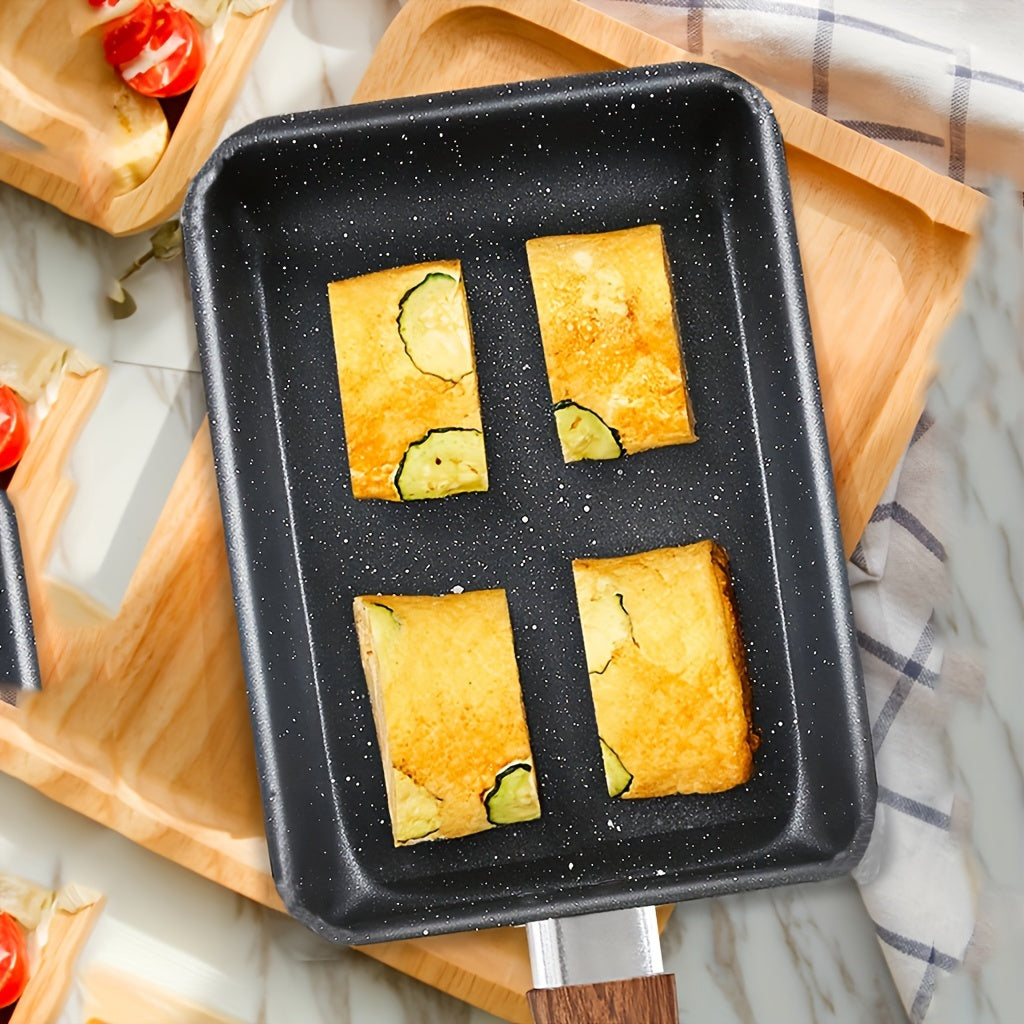 Japanese-Style Tamagoyaki Pan - Square Non-Stick Cooking Pan with Imitation Wood Handle | Ideal for Omelets, Frying, and Small Skillets - Perfect for Home Kitchens and Restaurants