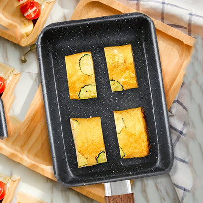 Japanese-Style Tamagoyaki Pan - Square Non-Stick Cooking Pan with Imitation Wood Handle | Ideal for Omelets, Frying, and Small Skillets - Perfect for Home Kitchens and Restaurants