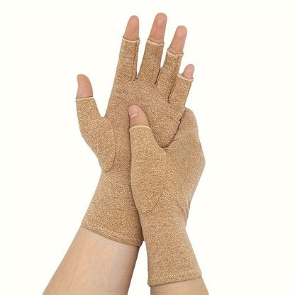 Fingerless Compression Gloves for Women and Men - Hand Joint Wraps, Sports Hand Support Thumb Gloves for Typing, Daily Work, and Hand Care - Open Finger Fit