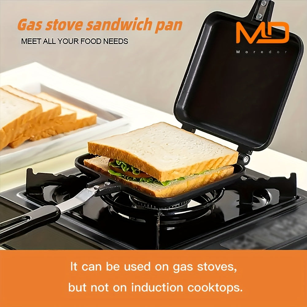 Deluxe Double-Sided Non-Stick Sandwich Maker - Grilled Sandwiches, Toast, Omelettes for Breakfast & Camping - Portable and Easy to Clean