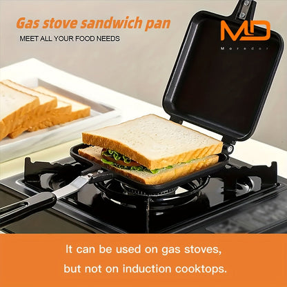 Deluxe Double-Sided Non-Stick Sandwich Maker - Grilled Sandwiches, Toast, Omelettes for Breakfast & Camping - Portable and Easy to Clean