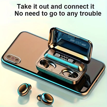 TWS Wireless Earbuds F9 – Hi-Fi Stereo Sound, Sport Headset with LED Display Charging Case – In-Ear Wireless Earphones for iPhone and Android, Ideal for Gaming and Sports
