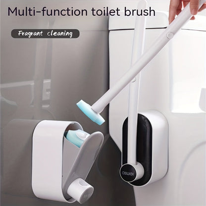 32 Brush Heads Set or 48 Accessory Brush Heads - Wall-Mounted Bathroom Cleaning Kit with Fragrant Brushes - Powerful Toilet Brush Set