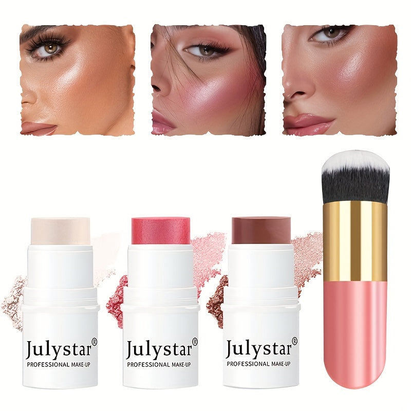 4Pcs Ultimate Cream Contour Kit - Seamless Blending Sticks with Highlighter, Blush and Bronzer - Buildable, Long-Lasting, Water-Resistant for Flawless Cheek Sculpting