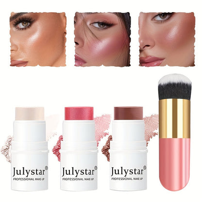 4Pcs Ultimate Cream Contour Kit - Seamless Blending Sticks with Highlighter, Blush and Bronzer - Buildable, Long-Lasting, Water-Resistant for Flawless Cheek Sculpting