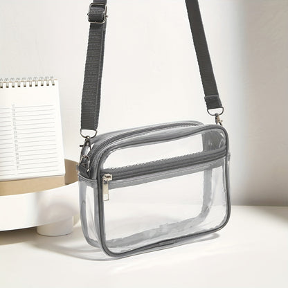 Stadium-Approved Clear Crossbody Bag – PVC Concert and Sporting Event Bag for Men and Women – Reusable, Water-Resistant, Easy-to-Clean with Adjustable Strap for Hands-Free Convenience