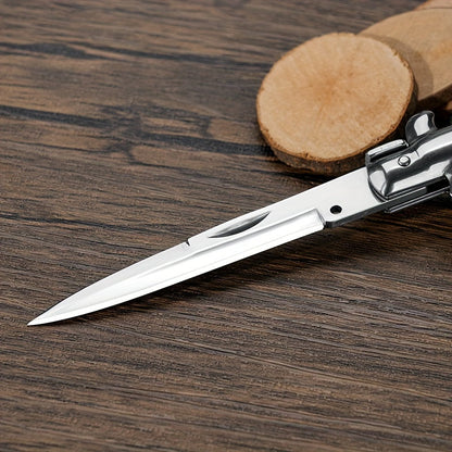 Compact Resin Handle Quick-Open Folding Knife – Ambidextrous Lightweight Stainless Steel Tool with V Grind Spear Point Blade, Mini Pocket AKC for Outdoor Adventures