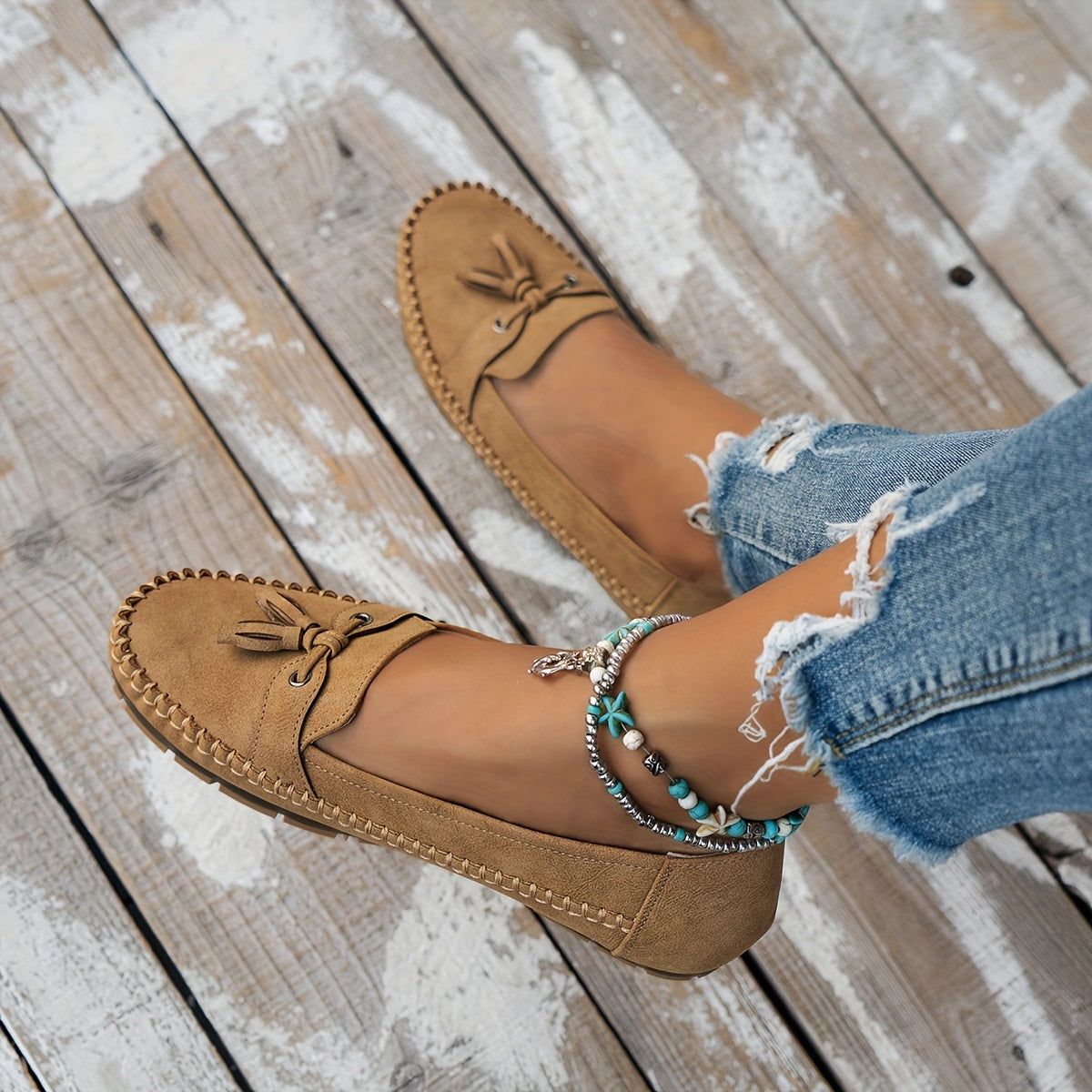 Large Size Wheat Ear Decoration Light - Comfortable & Soft Women's Flat Loafers