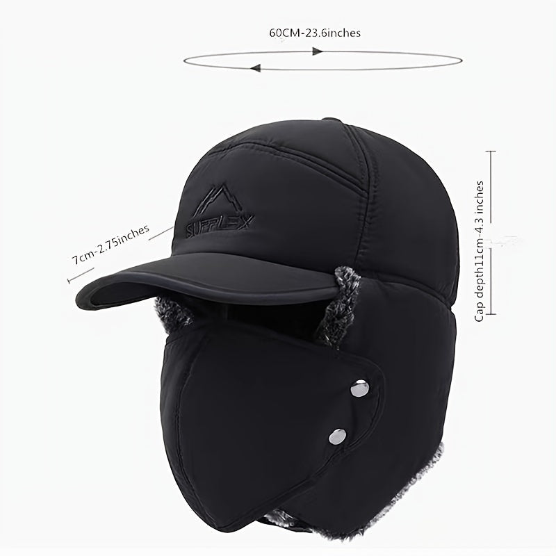 Men's Sporty Thermal Knit Hat – Durable Winter Cap with Warm Faux Fur and Ear Flaps