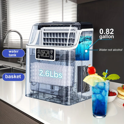 Countertop Ice Maker – 45lbs Capacity, 2-Way Water Supply, Self-Cleaning, Ice Size Control, 24H Timer – Stainless Steel Ice Machine for Home Bar, RV, and Parties (Black)