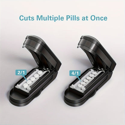 Adjustable Pill Cutter - Precise Stainless Steel Cutting with Blade Protection Cover - Ideal for Small Pills and Multi-Tablet Dispensing