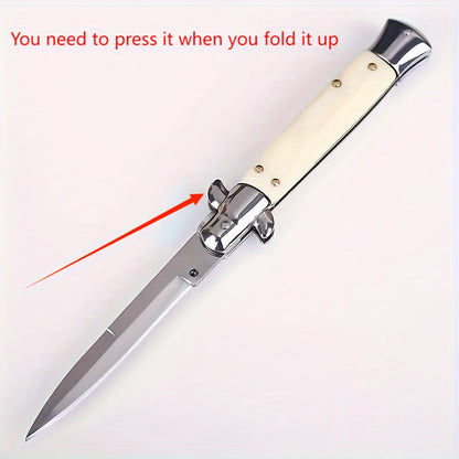 Compact Resin Handle Quick-Open Folding Knife – Ambidextrous Lightweight Stainless Steel Tool with V Grind Spear Point Blade, Mini Pocket AKC for Outdoor Adventures