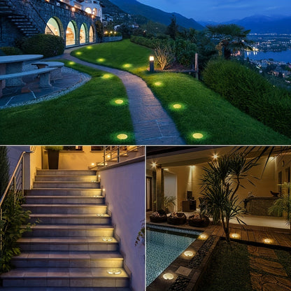 LED Ground Spot Solar Lights – Waterproof Outdoor Landscape Lighting for Pathways, Gardens, and Lawns – Solar Disk Floor Lamps (4/8 Pack)