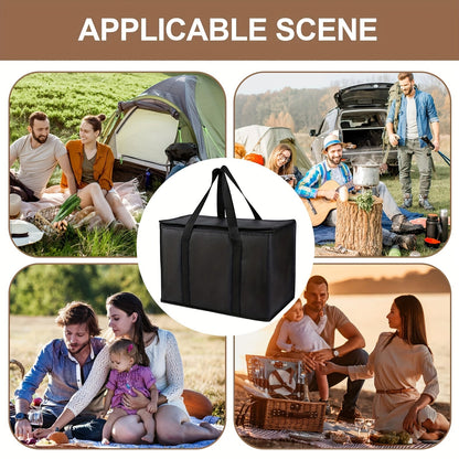 2 Pack XXL Cooler Bag | Insulated Grocery Bags for Food Delivery | Collapsible and Reusable Shopping Bags with Zippered Top | Heavy-Duty, Stands Upright