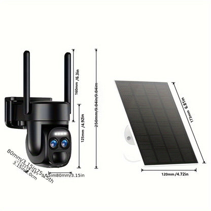 Hawkray [10x Zoom] 360° Low-Power CCTV WiFi Camera with Solar Panel Battery – 2K FHD, Spotlight Alarm, Motion Detection, Color Night Vision, Two-Way Audio, IP66 Waterproof