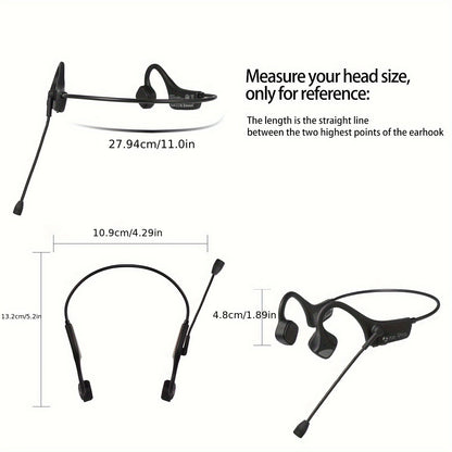 2024 Portable Bone Conduction Headphones with Mic - Adjustable Angle, High-Quality Sound for Sports, Meetings and Training