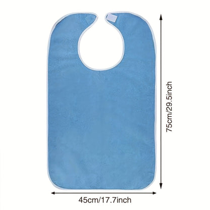 4 Pack Adult Mouth Coverings for Men and Women – Waterproof, Stain-Resistant Adjustable Velvet Bibs for Elderly and Adults, Machine Washable, Light Blue