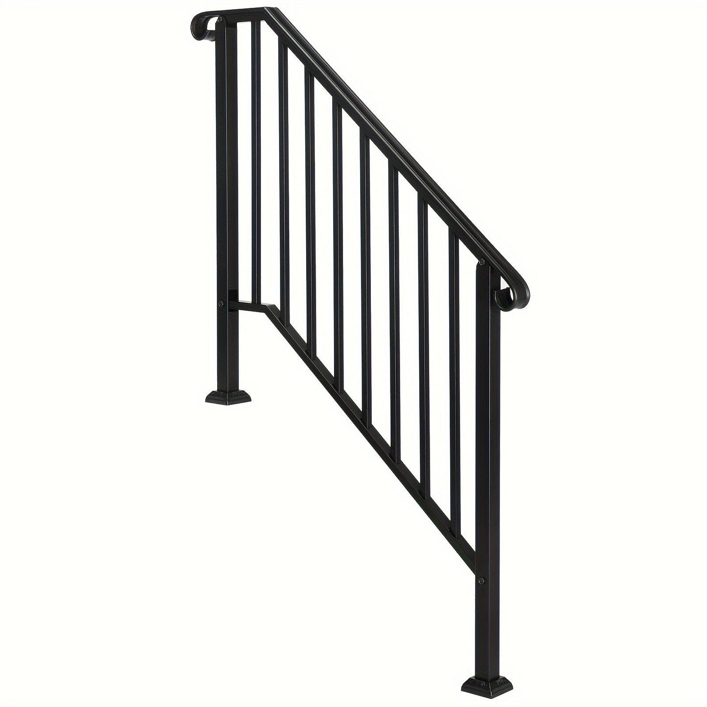 Single Tier Matte Black Iron Handrail – Durable Outdoor Stair Rail with Rust-Resistant Coating – Easy to Install & Assemble – Ideal for Home, Garden, or Commercial Use