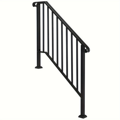 Single Tier Matte Black Iron Handrail – Durable Outdoor Stair Rail with Rust-Resistant Coating – Easy to Install & Assemble – Ideal for Home, Garden, or Commercial Use