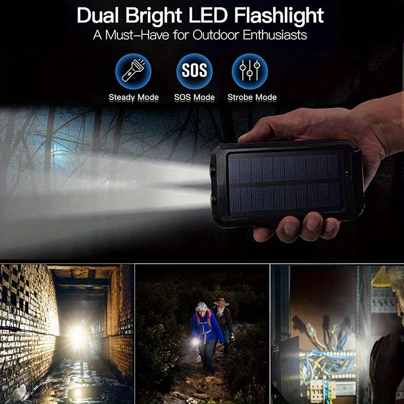 10,000mAh Portable Solar Power Bank – Dual USB Output with LED Light
