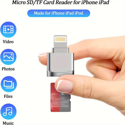 Micro SD Card Reader Converter for iPhone and iPad – OTG to Micro SD/TF Card Viewer Adapter, Compatible with iPhone 14/13/12/11/X/XR/8, Supports iOS 13, ExFAT and FAT32