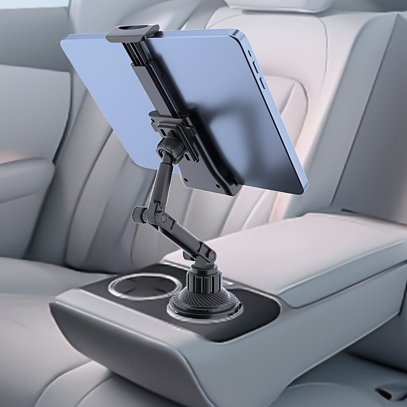 Adjustable Tablet and Phone Holder Bracket for Vehicle Cup Holder - ABS Material, Water-Resistant, Compatible with iPad Mini/Air/Pro, iPhone, and 4-13 Inch Devices