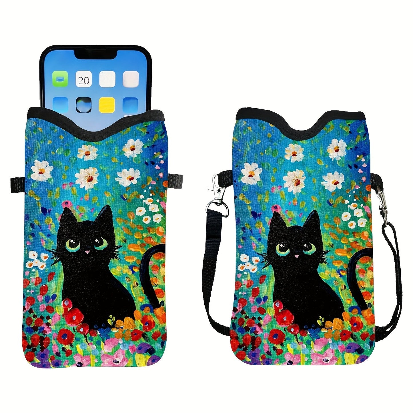 Shockproof Phone Pouch with Adjustable Lanyard - Versatile Print Design, Compatible with Multiple Models
