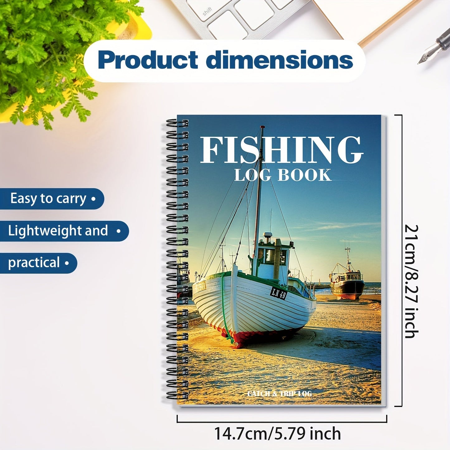 Fishing Record Book - 50 Page Spiral Log Book for Men and Women, Perfect Fishing Gift