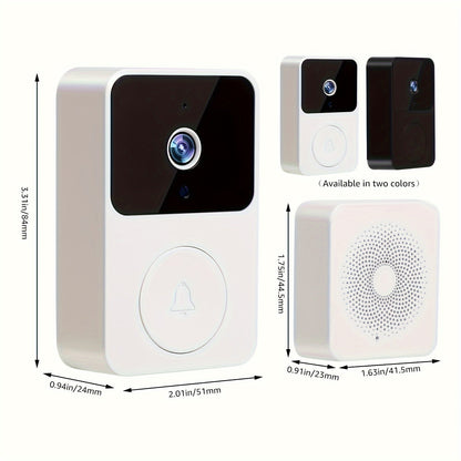 Wireless Doorbell Camera – HD Night Vision, WiFi Rechargeable Security Doorbell with Two-Way Calls, Photo, Recording, APP Control, Voice Change ( White )