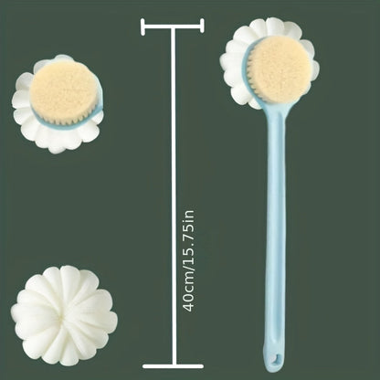 Soft Nylon Back Scrubber with Long Handle – Fragrance-Free, Battery-Free Bath and Shower Accessory