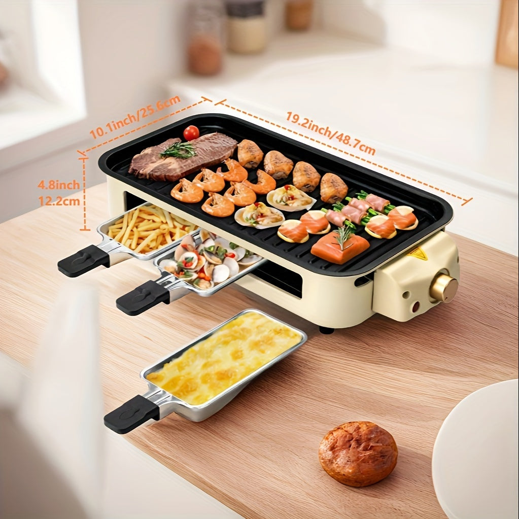 SUSTEAS 2 in 1 Smokeless Electric Grill - 1500W Indoor Kitchen Grill with Non-Stick Removable Plate, Temperature Control, Dishwasher Safe