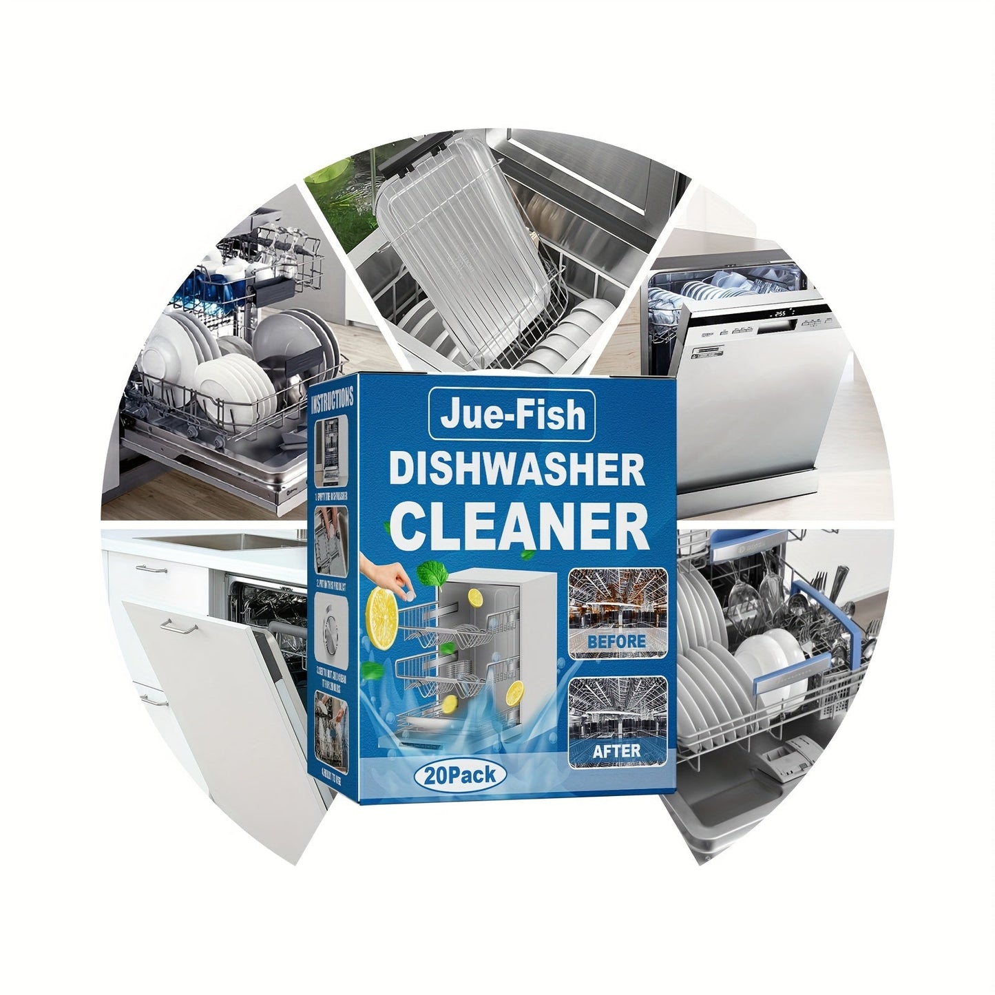40pcs Heavy-Duty Dishwasher Cleaner Tablets – Powerful Oil Removal, Decontamination, Descaling for Shop, Restaurant, and Kitchen Use